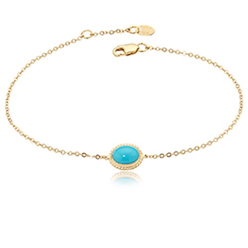 Turquoise Adjustable Bracelet  - 14K Yellow Gold