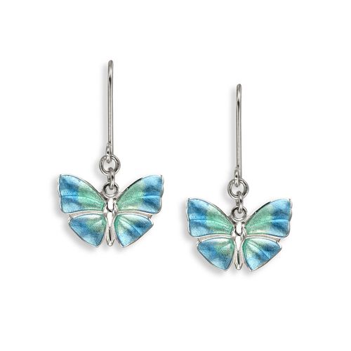 Turquoise Butterfly Wire Earrings  Sterling Silver - NW0431A