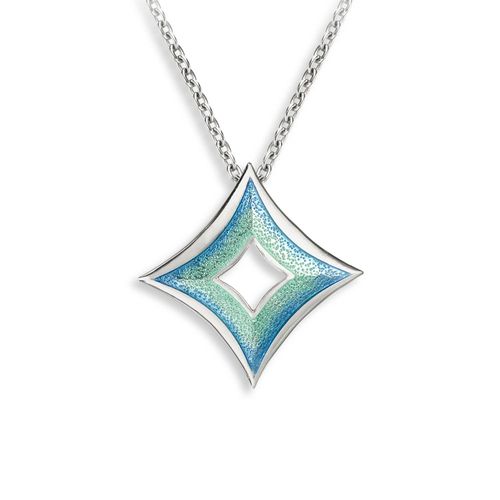 Turquoise Cut-Out Diamond Necklace  Sterling Silver  Watercolors - NN0426A