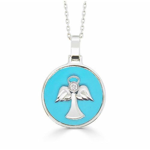 Turquoise & Diamond Happy Angel Pendant