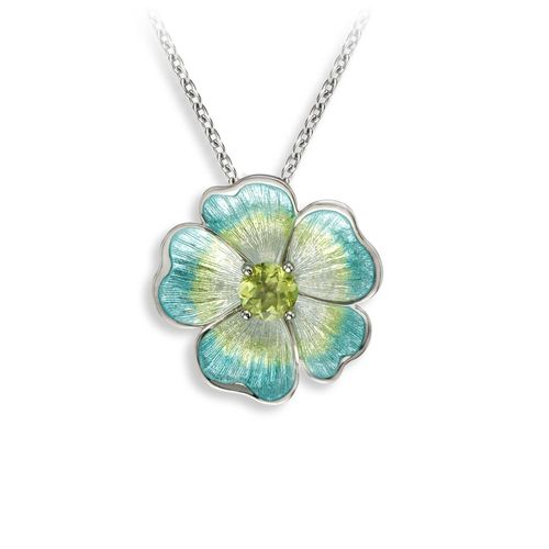 Turquoise Flower Necklace-Peridot  Sterling Silver - NN0364SD