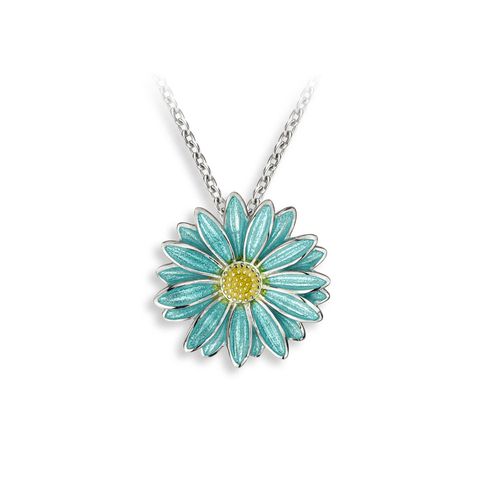 Turquoise Gerbera Necklace  Sterling Silver - NN0361D