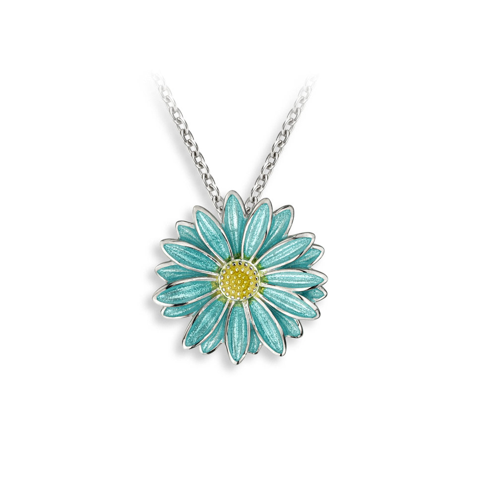 Turquoise Gerbera Necklace  Sterling Silver - NN0361D