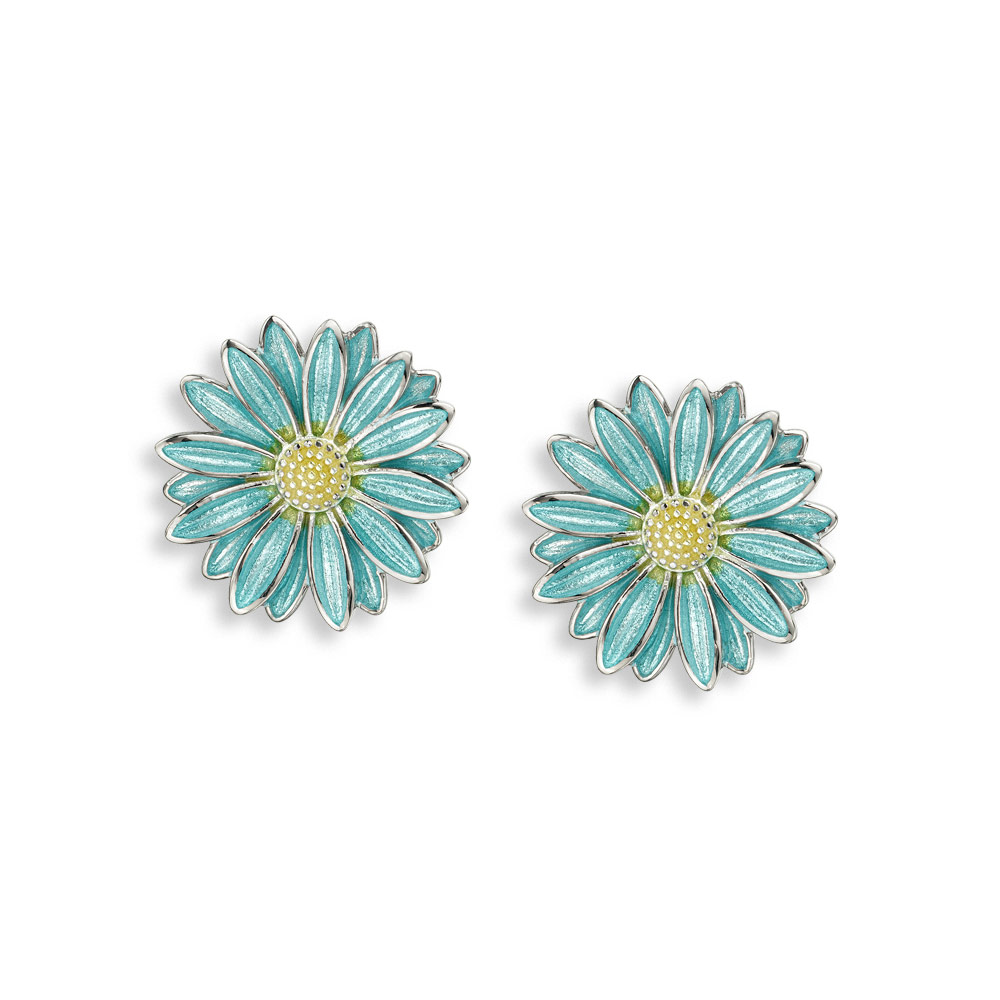 Turquoise Gerbera Post Earrings  Sterling Silver - NE0361D
