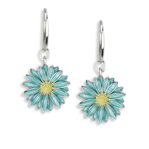 Turquoise Gerbera Wire Earrings  Sterling Silver - NW0361D