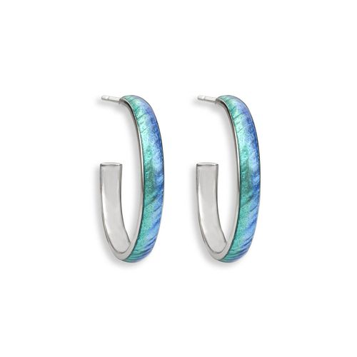 Turquoise Hoop Earrings, Sterling Silver - NE0498B