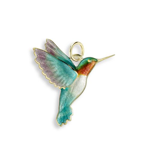 Turquoise Hummingbird Pendant, 18K - NNG116A-X