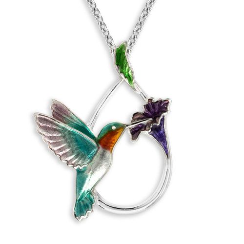 Turquoise Hummingbird Sterling Silver Necklace 28mm  - NN0463A