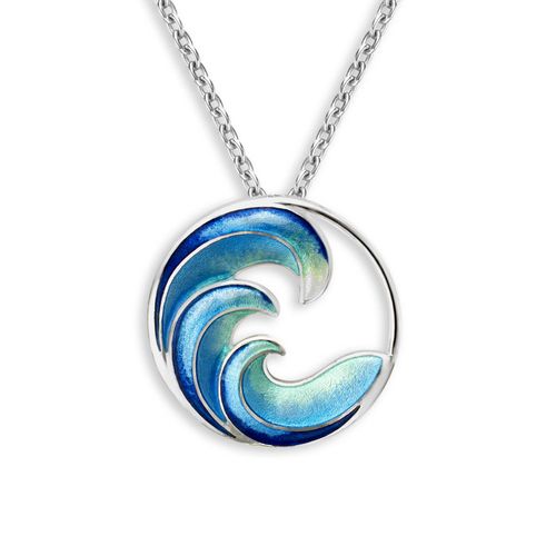 Turquoise Ocean Waves Sterling Silver Necklace 20 mm  - NN0460A