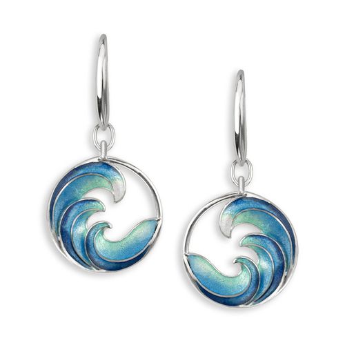 Turquoise Ocean Waves Sterling Silver Wire Earrings 15 mm  - NW0460A