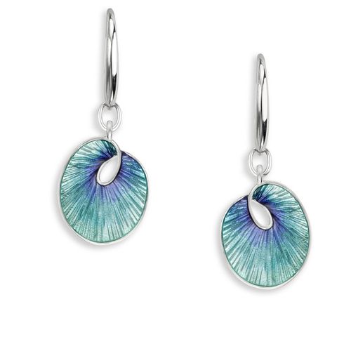 Turquoise Round Twist Wire Earrings  Sterling Silver - NW0577A