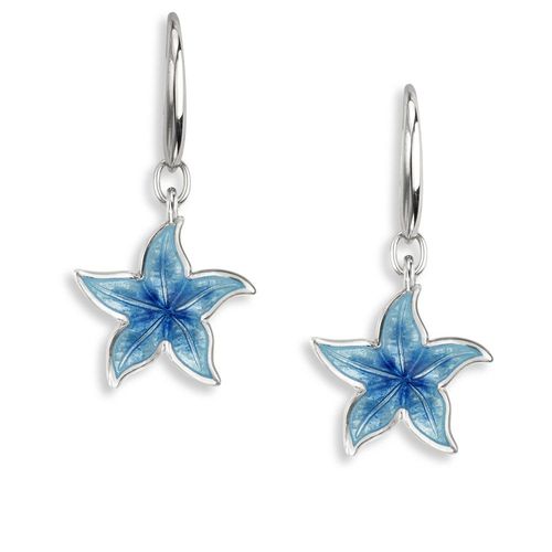 Turquoise Starfish Wire Earrings  Sterling Silver - NW0561B