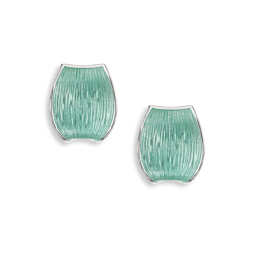 Turquoise Wide Hoop Post Earrings Sterling Silver - NE0603B