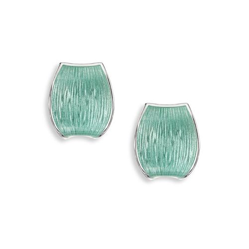 Turquoise Wide Hoop Post Earrings Sterling Silver - NE0603B