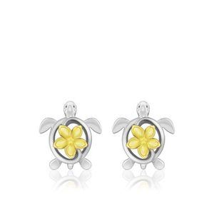 Turtle Plumeria Earrings, Hawaiian Inspired Earrings, TFE-13986