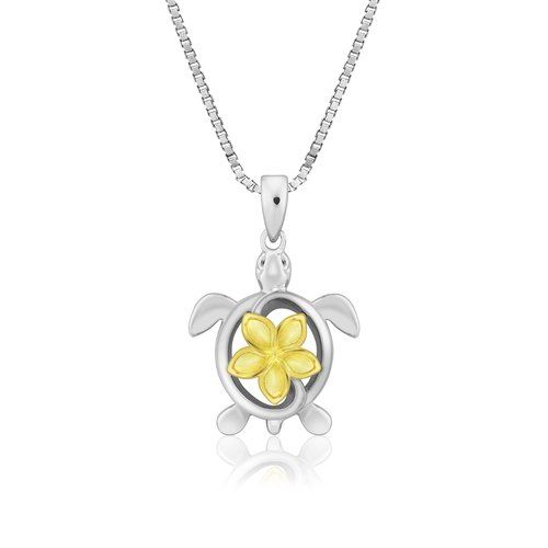 Turtle Plumeria Pendant, Hawaiian Inspired Pendant, TFP-13987
