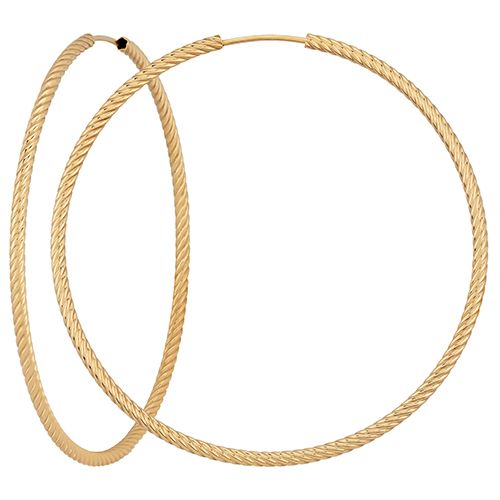 Twist Tubing Hoop Earrings  - 14K Yellow Gold