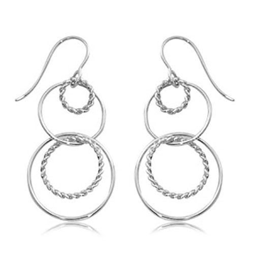 Twisted Double Duo Drop Earrings - Sterling Silver