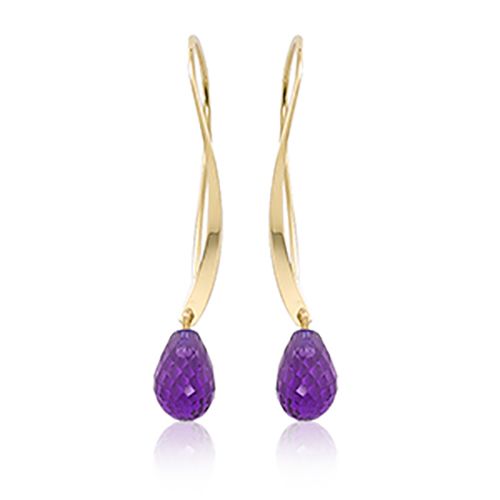 Twisted Sweep Amethyst Earrings - 14K Yellow Gold
