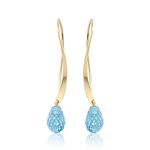 Twisted Sweep Blue Topaz Earrings - 14K Yellow Gold