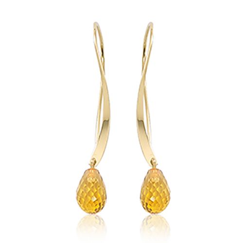 Twisted Sweep Citrine Earrings - 14K Yellow Gold