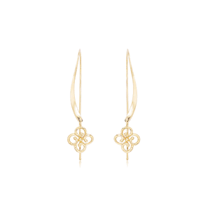 Twisted Sweep Clover Earrings - 14K Yellow Gold