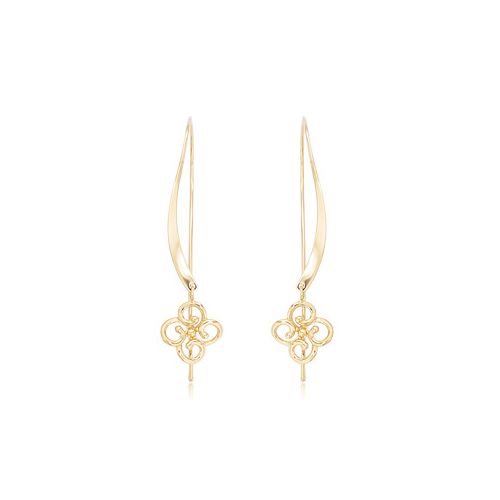 Twisted Sweep Clover Earrings - 14K Yellow Gold