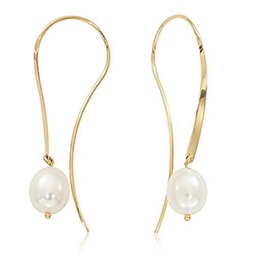 Twisted Sweep Freshwater Pearl Earrings - 14K Yellow Gold