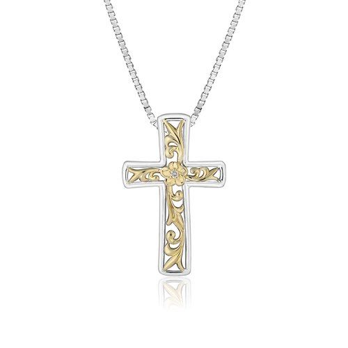 Two Tone Cross Pendant, Hawaiian Inspired Pendant, PSP-AK173-2