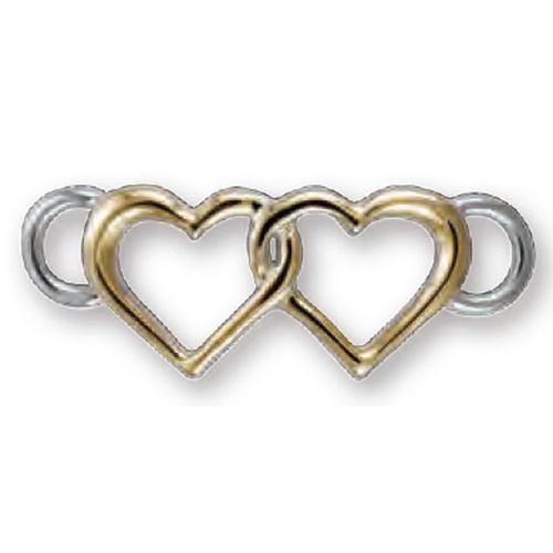 Ss Double Heart Clasp W/14ky Accent - TTCCDH