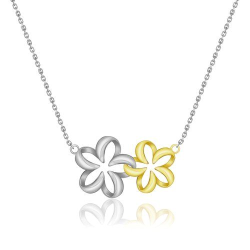Two-Tone Floating Plumeria Necklace, Hawaiian Inspired  Necklace, PCN-13989
