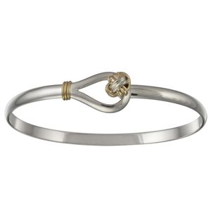 Two Tone Knot Hook Bracelet - Sterling Silver & 14K Gold 4mm 8.0 Inch