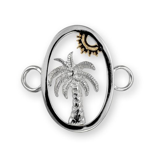 Two Tone Palm And Sun Bracelet Clasp - Sterling Silver & 14K Gold