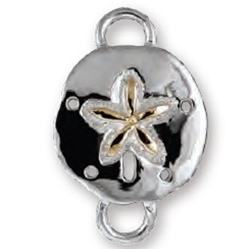 Ss Sand Dollar Polished Clasp W/14ky Accent - TTCCSD2