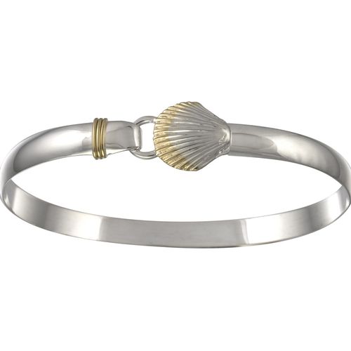 Two Tone Scallop Hook Bracelet - Sterling Silver & 14K 6mm 8.0 Inch