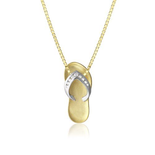 Two Tone Slipper Pendant, Hawaiian Inspired  Pendant, ISP-142