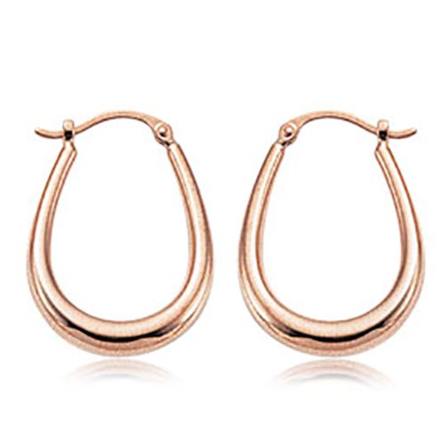 U Shaped Hoop Earrings - 14K Rose Gold
