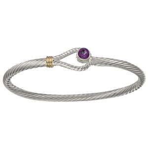 Unity Amethyst Cable Hook Bracelet - Sterling Silver & 14K 7.5 Inch