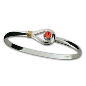 Unity Garnet Hook Bracelet - Sterling Silver & 14K 4mm 6.5 Inch