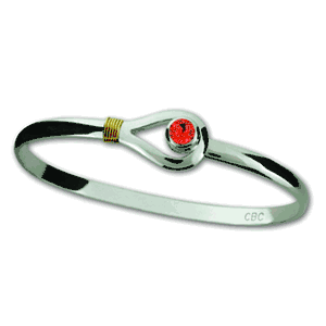 Unity Garnet Hook Bracelet - Sterling Silver & 14K 4mm 7.5 Inch