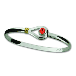 Unity Garnet Hook Bracelet - Sterling Silver & 14K Gold 4mm 8.0 Inch