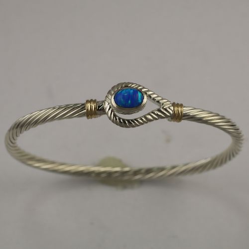 Unity Opal Cable Hook Bracelet - Sterling Silver 14K 3.5mm 6.5 Inch