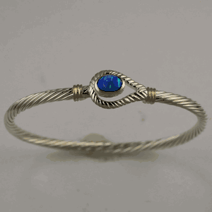Unity Opal Cable Hook Bracelet - Sterling Silver 14K 3.5mm 7.5 Inch