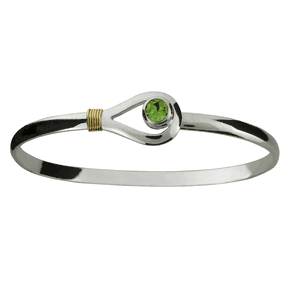 Unity Peridot Hook Bracelet - Sterling Silver & 14K Gold 4mm 6.5 Inch