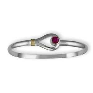 Unity Ruby Hook Bracelet - Sterling Silver & 14K Gold 4mm 7.0 Inch