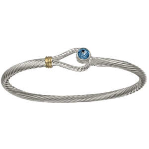 Unity Topaz Cable Hook Bracelet - Sterling Silver & 14K 3.5mm 7.0 Inch