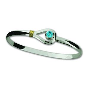 Unity Topaz Hook Bracelet - Sterling Silver & 14K Gold 4mm 8.0 Inch