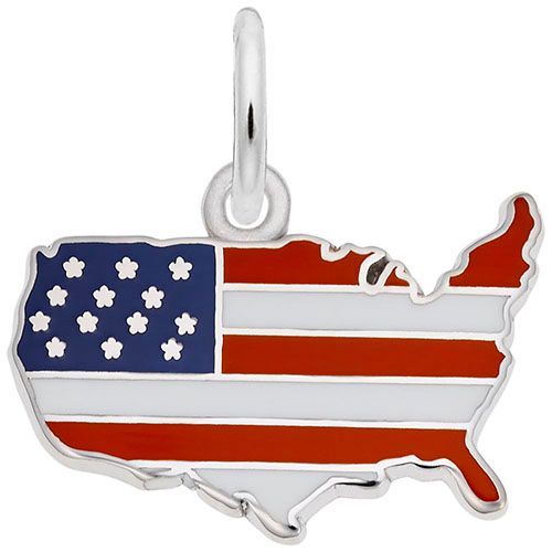Usa Map Colored Charm  - Sterling Silver  - 10-2358-0-SS
