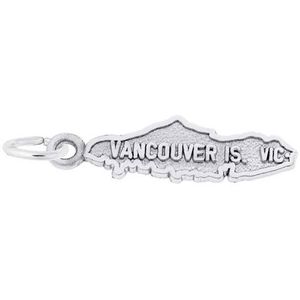 Vancouver Island Map Charm 14K While Gold - 10-3810-0-14KW
