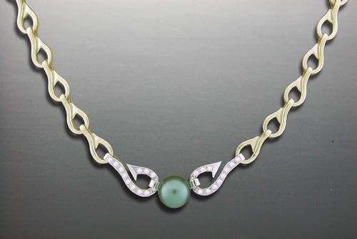 Vanmark Diamond Hooks Black Pearl Necklace - NK008